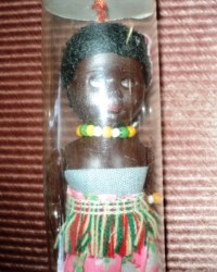 6'' FIJIAN MARAMA ISLAND BROWN PLASTIC  COSTUMED DOLL, CONTAINER 271